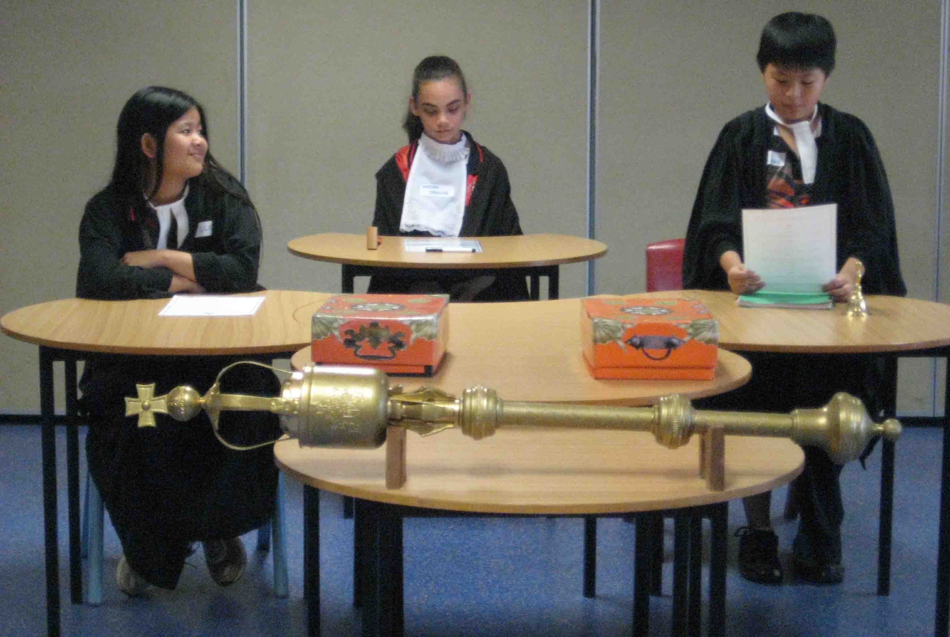 Students participating in role play